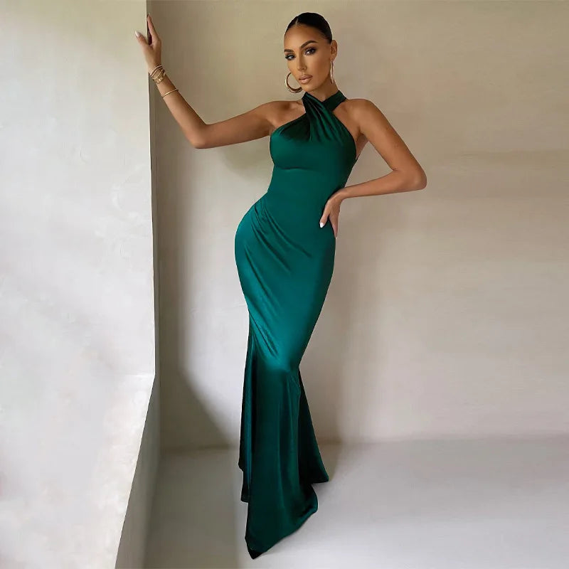 Cross Halter Long Dress