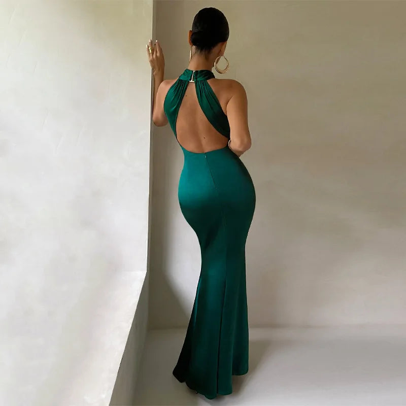 Cross Halter Long Dress