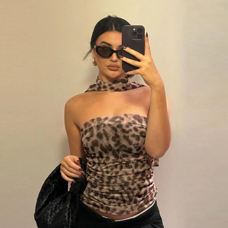 Tulle Leopard Print Top