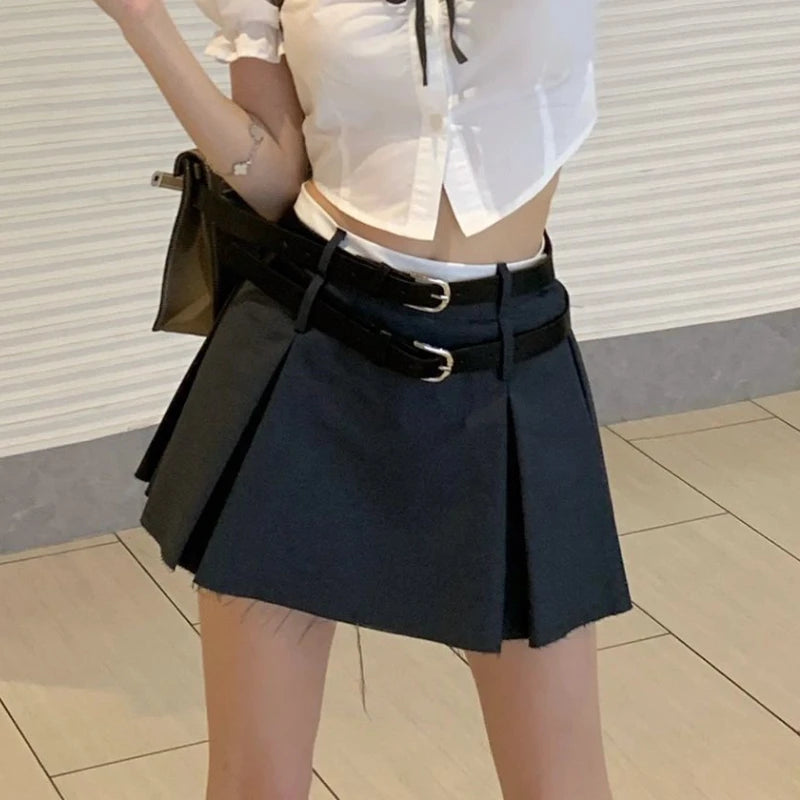 Skirts Women Solid Folds Simple Young Designed All-match Korean Style.