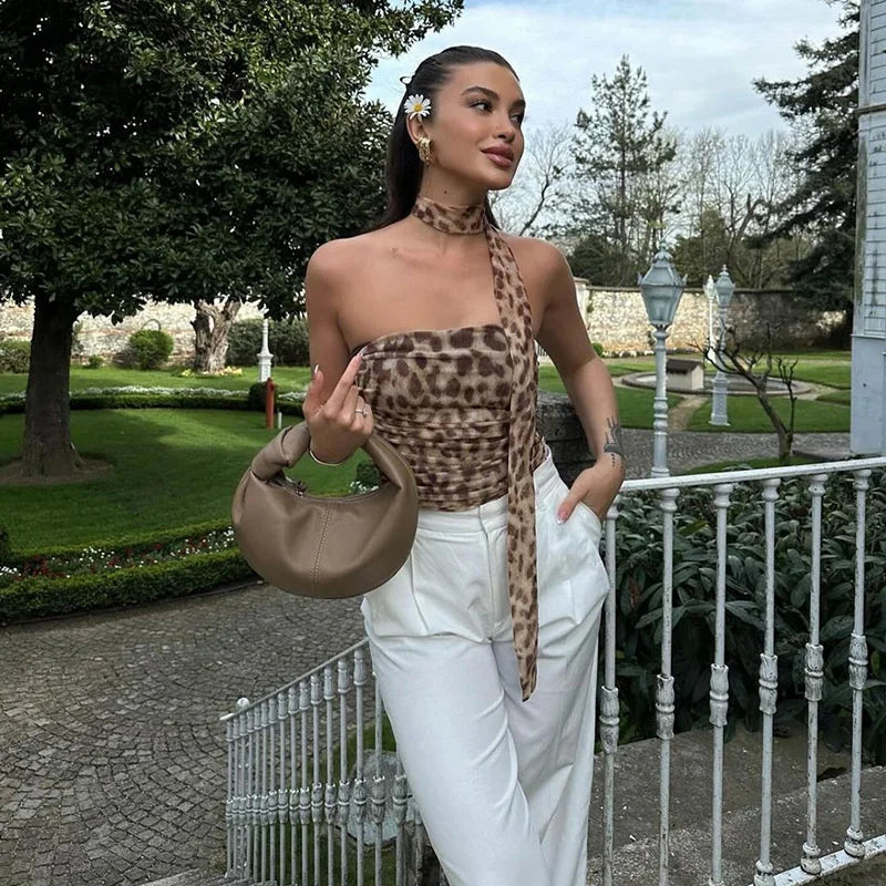 Tulle Leopard Print Top