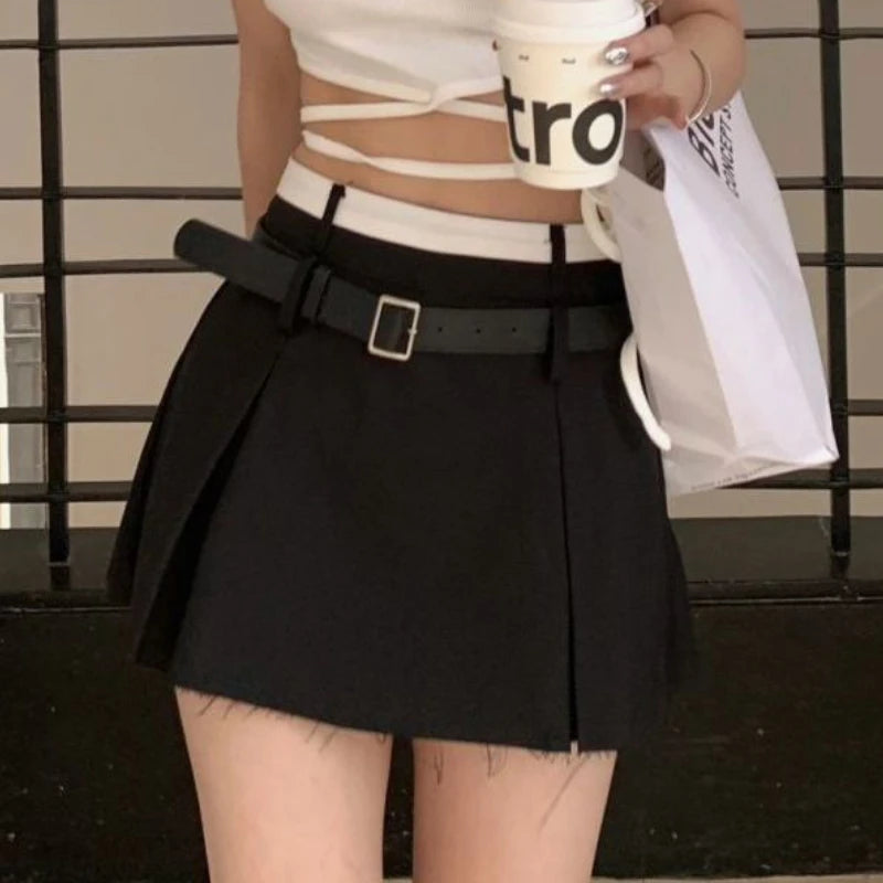 Skirts Women Solid Folds Simple Young Designed All-match Korean Style.