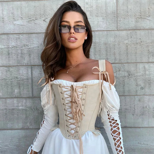 Cross Lace-Up Sleeveless Corset