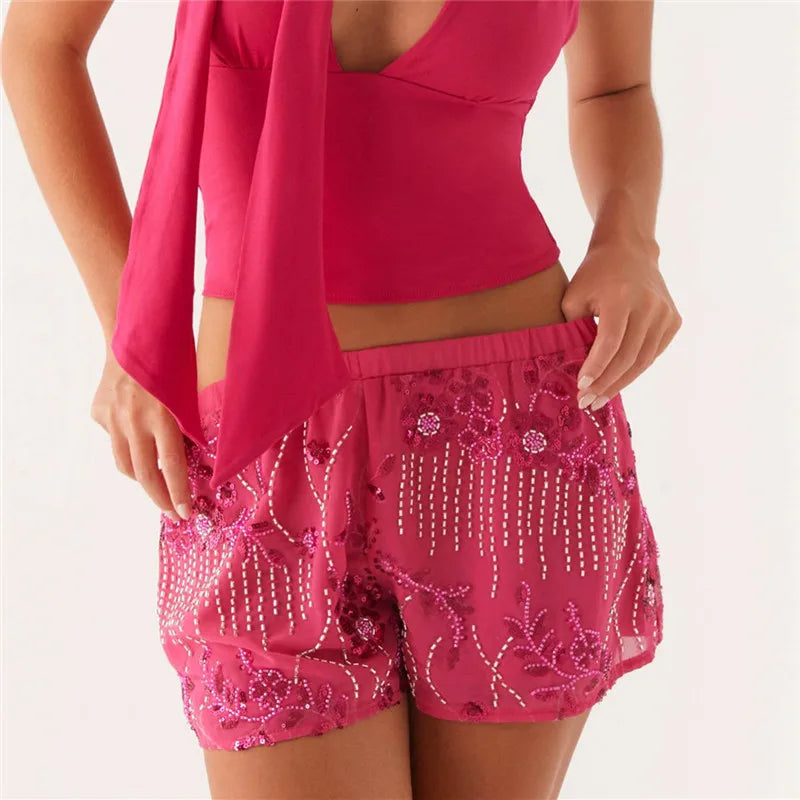 Sparkle Beaded Mini Shorts