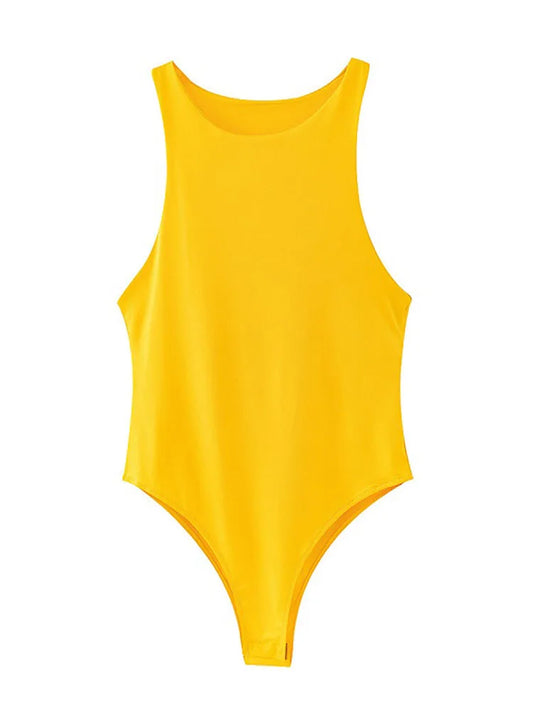 Solid sexy bodycon women bodysuit.